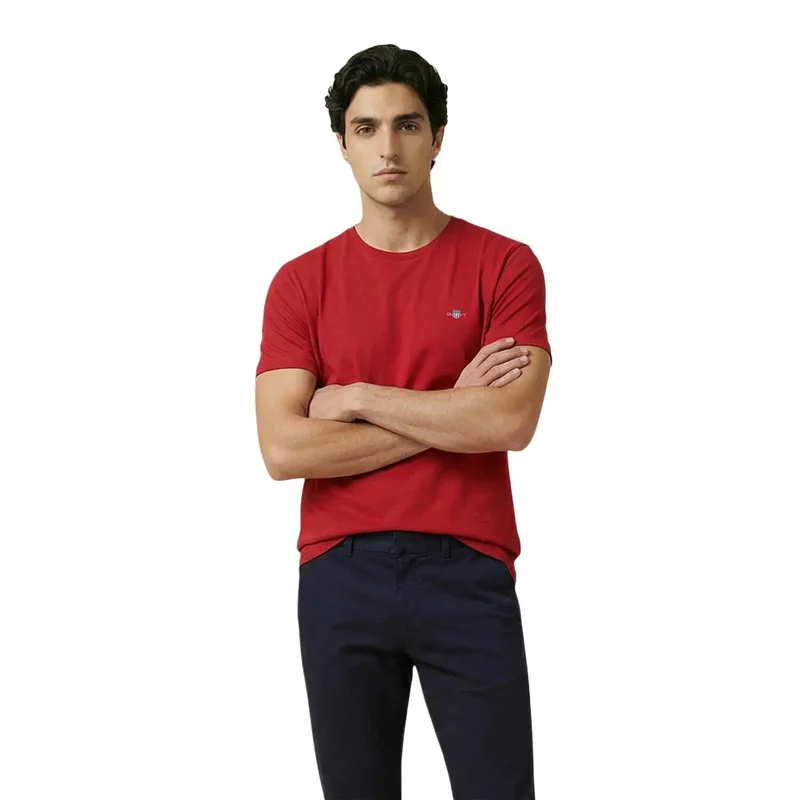 T-shirt Homme Gant Blanc Col Rond Manches Courtes Coton 100