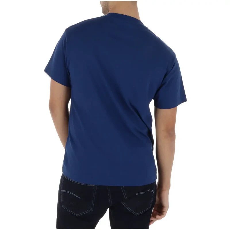 T-shirt pour Hommes Vans Bleu Col Rond 100 Pour Cent Coton