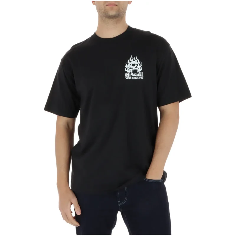 T-shirt pour Hommes Vans Coton Noir Col Rond Manches Courtes