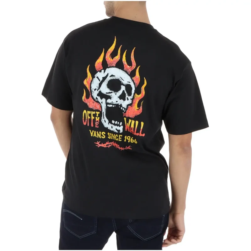 T-shirt pour Hommes Vans Coton Noir Col Rond Manches Courtes