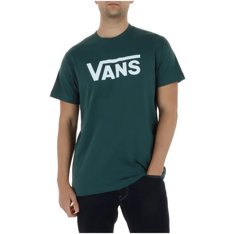 T-shirt pour Hommes Vans Coton Vert Imprimé Col Rond Manches Courtes