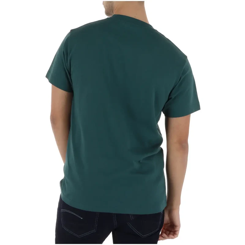 T-shirt pour Hommes Vans Coton Vert Imprimé Col Rond Manches Courtes