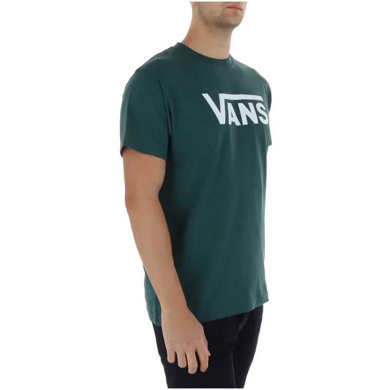 T-shirt pour Hommes Vans Coton Vert Imprimé Col Rond Manches Courtes