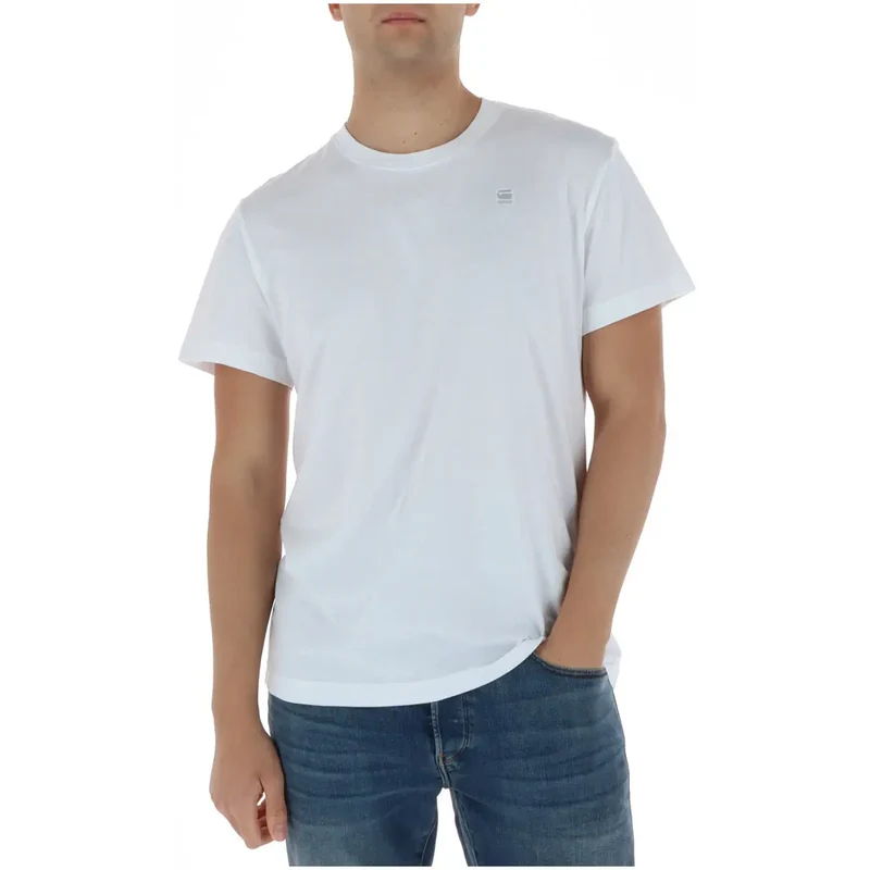 T-shirt pour homme G-star Blanc Col rond 100 % Coton Manches courtes