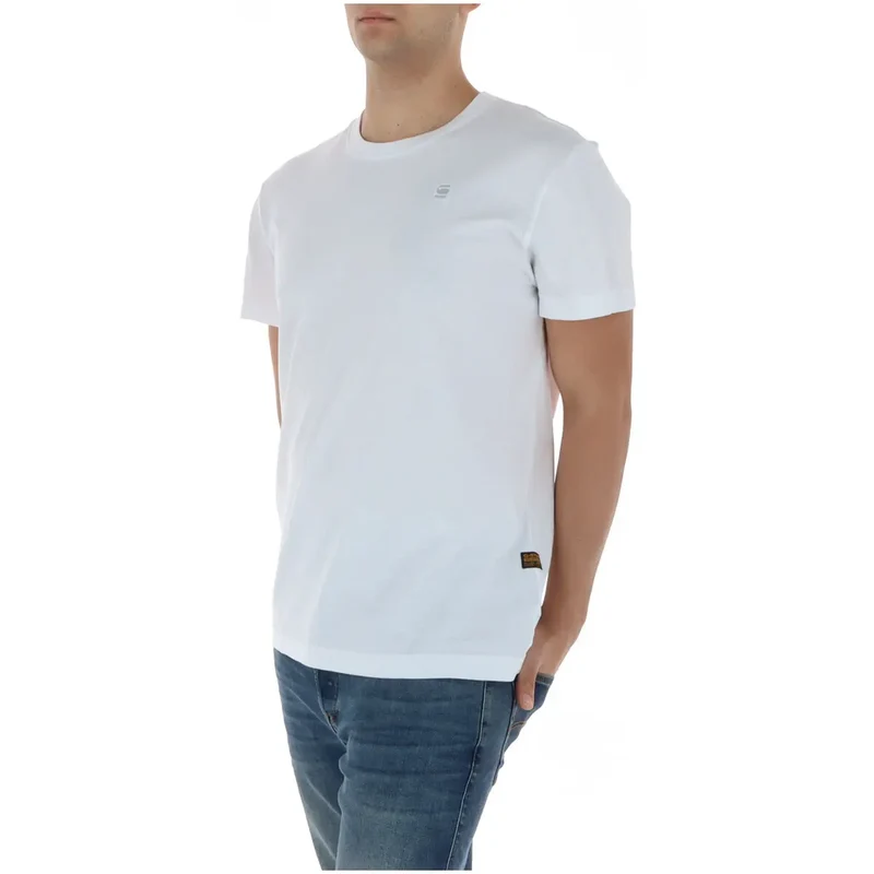 T-shirt pour homme G-star Blanc Col rond 100 % Coton Manches courtes