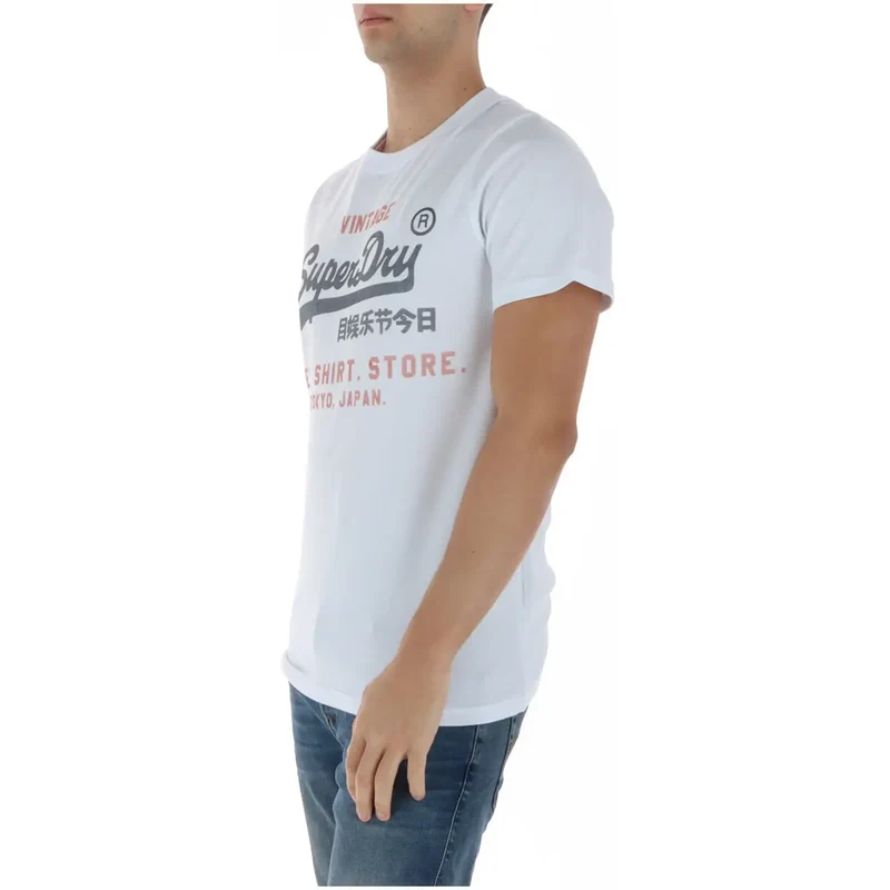 T-shirt pour Homme Superdry Blanc à Motif Col Rond Coton M1012212A