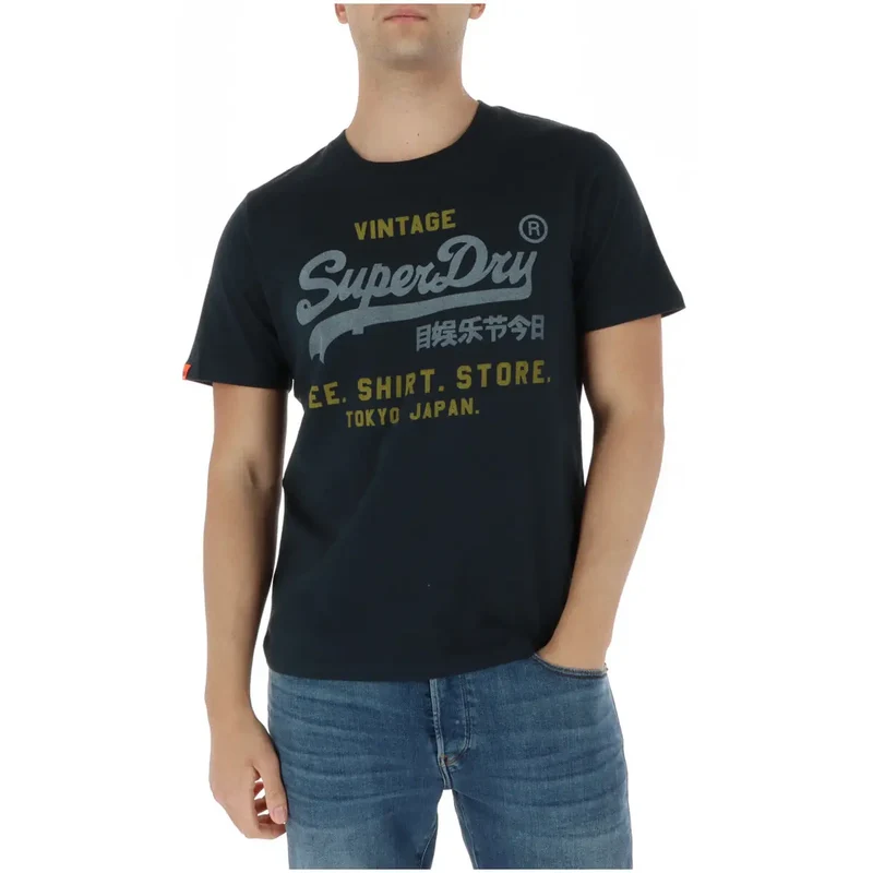 T-shirt pour Homme Superdry Blanc à Motif Col Rond Coton M1012212A