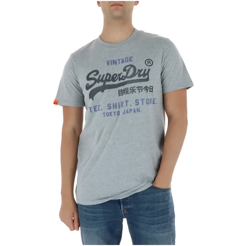 T-shirt pour Hommes Superdry Orange Mélange de Coton Manches Courtes M1012216A