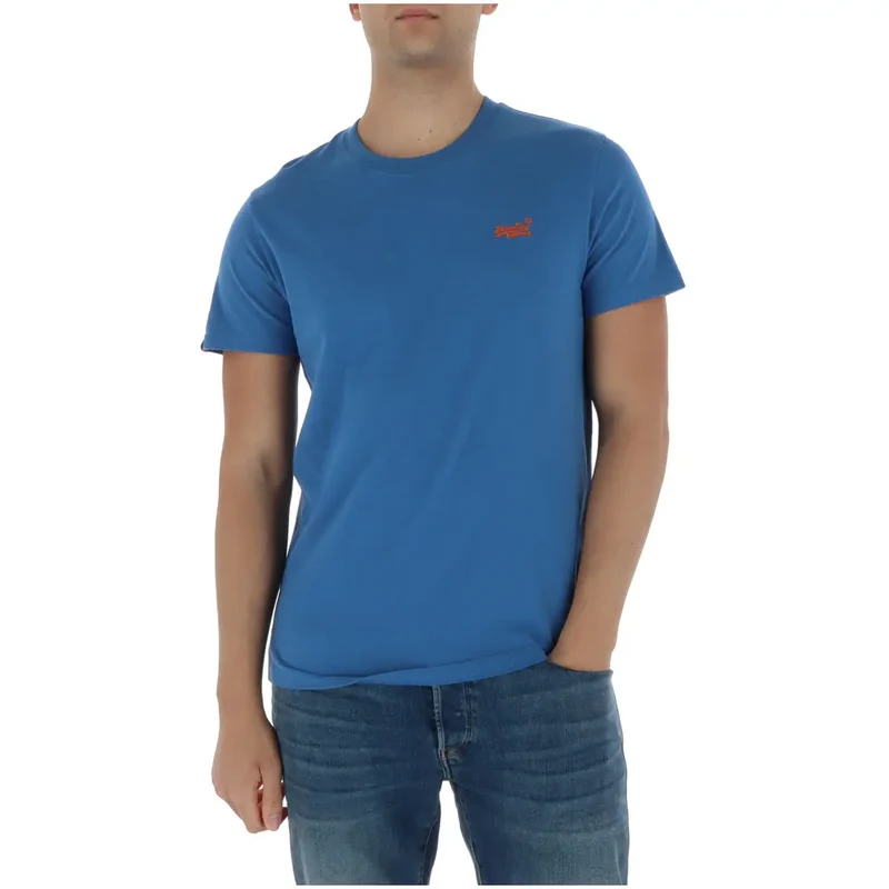 T-shirt pour Hommes Superdry Bleu Clair Manches Courtes Coton M1011245A