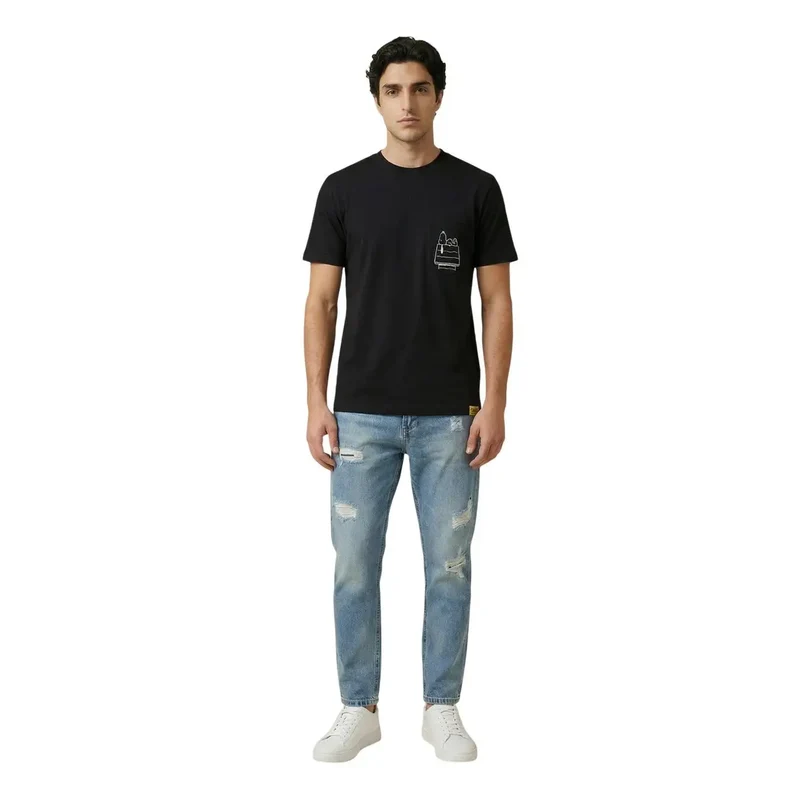 T-shirt pour Hommes Only & Sons Coton Noir Col Rond - 22038044