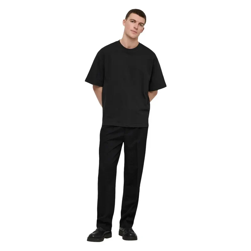 Only & Sons Hommes T-shirt Noir en Coton Col Rond 22036392 Explorer le Style