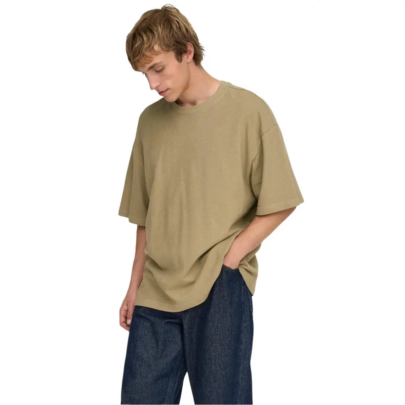 Only & Sons Hommes T-shirt Noir en Coton Col Rond 22036392 Explorer le Style