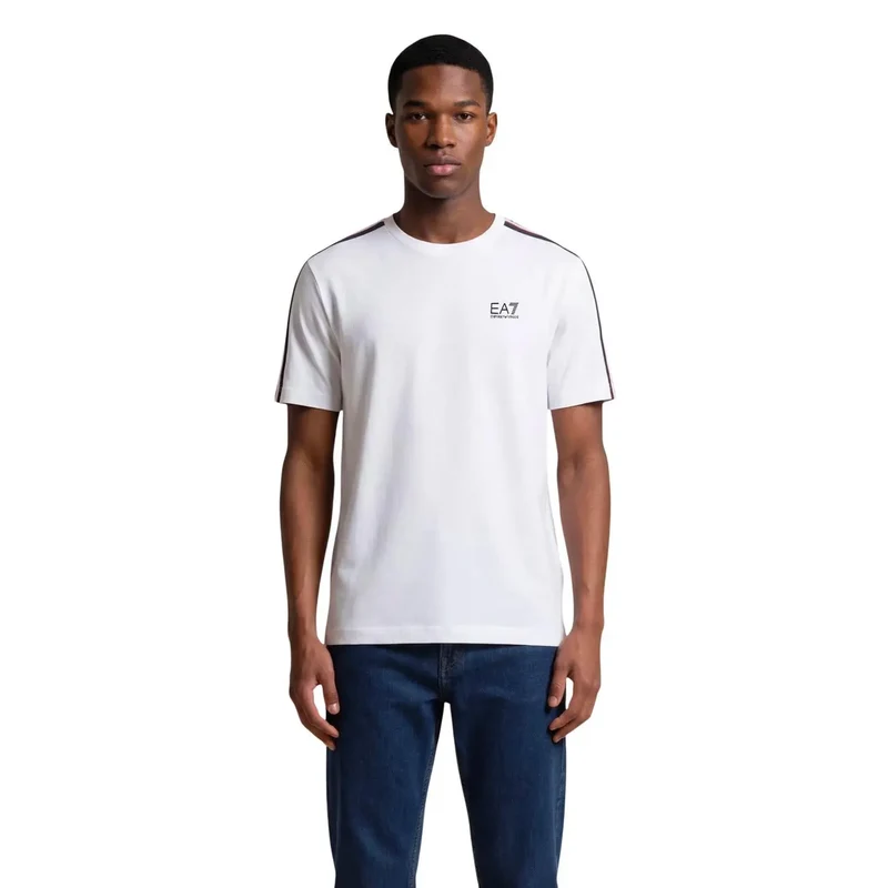 T-shirt EA7 Homme Blanc Coton Col Rond 7M001861 AF12503