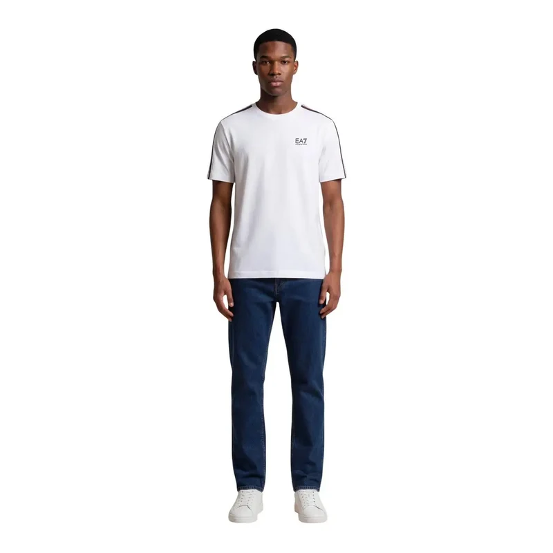 T-shirt EA7 Homme Blanc Coton Col Rond 7M001861 AF12503
