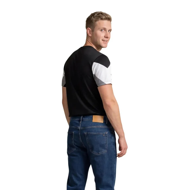 EA7 Hommes T-Shirt Noir en Coton Col Rond 7M001603 AF12503
