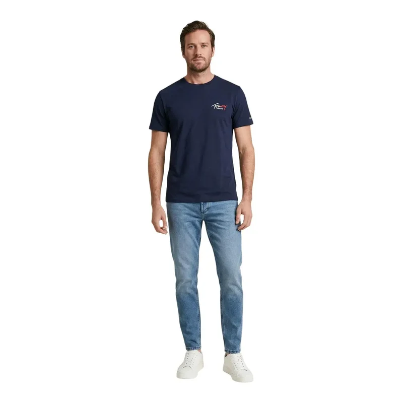 T-shirt pour Hommes Tommy Hilfiger Jeans Bleu Coton Biologique Taille S
