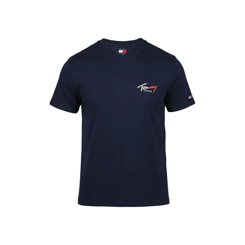 T-shirt pour Hommes Tommy Hilfiger Jeans Bleu Coton Biologique Taille S