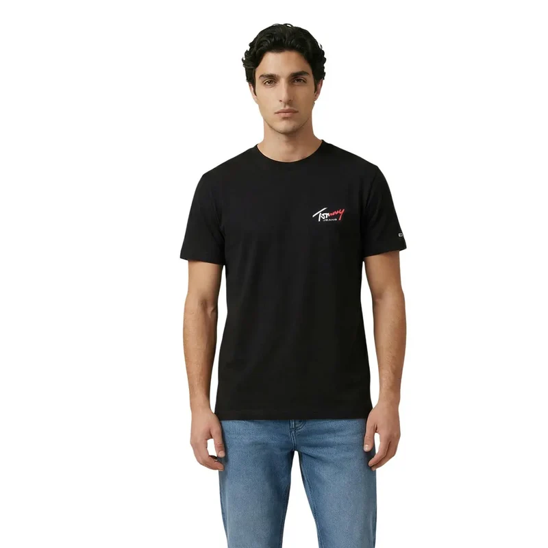 T-shirt pour Hommes Tommy Hilfiger Jeans Bleu Coton Biologique Taille S