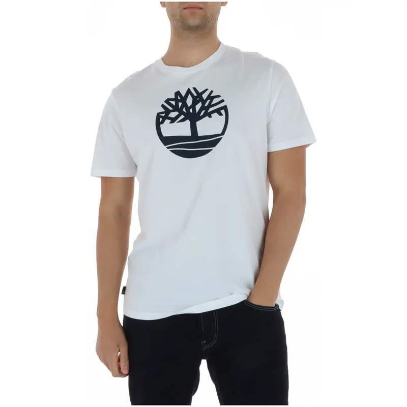 T-shirt pour Hommes Timberland Camel Coton Col Rond Imprimé TB0A2C2R