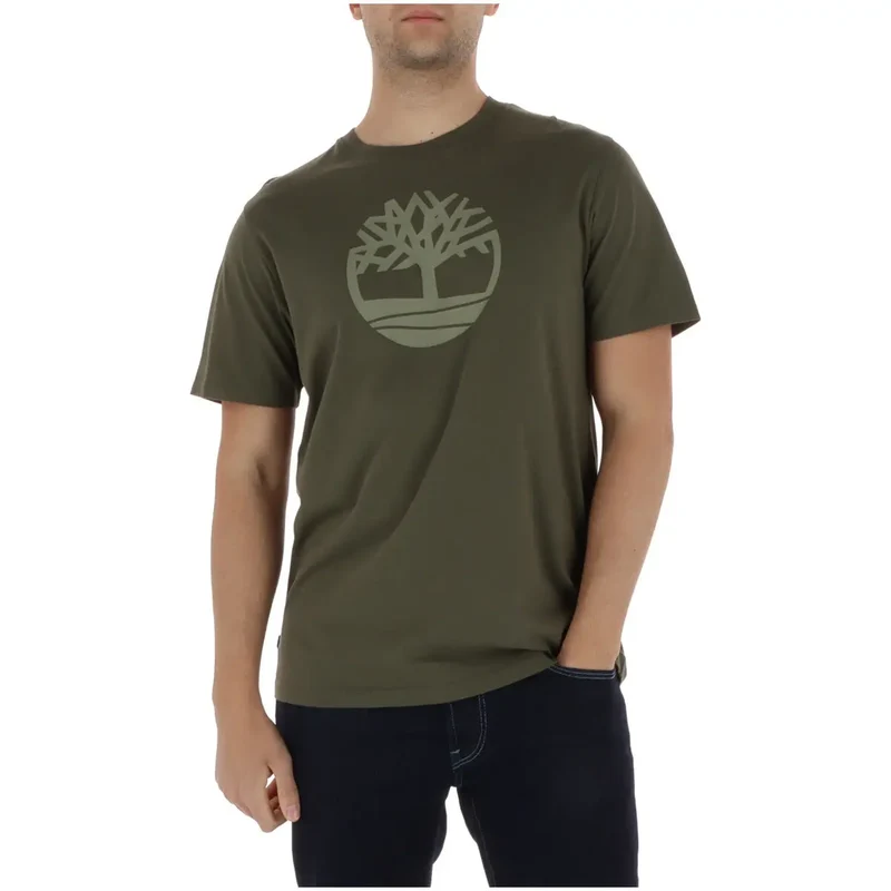 T-shirt pour Hommes Timberland Camel Coton Col Rond Imprimé TB0A2C2R