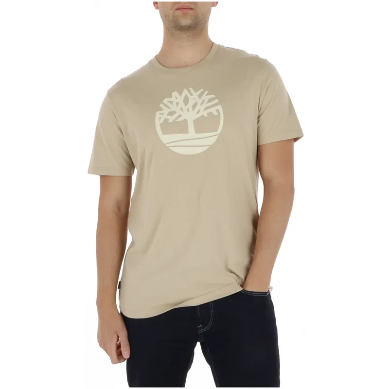 T-shirt pour Hommes Timberland Camel Coton Col Rond Imprimé TB0A2C2R