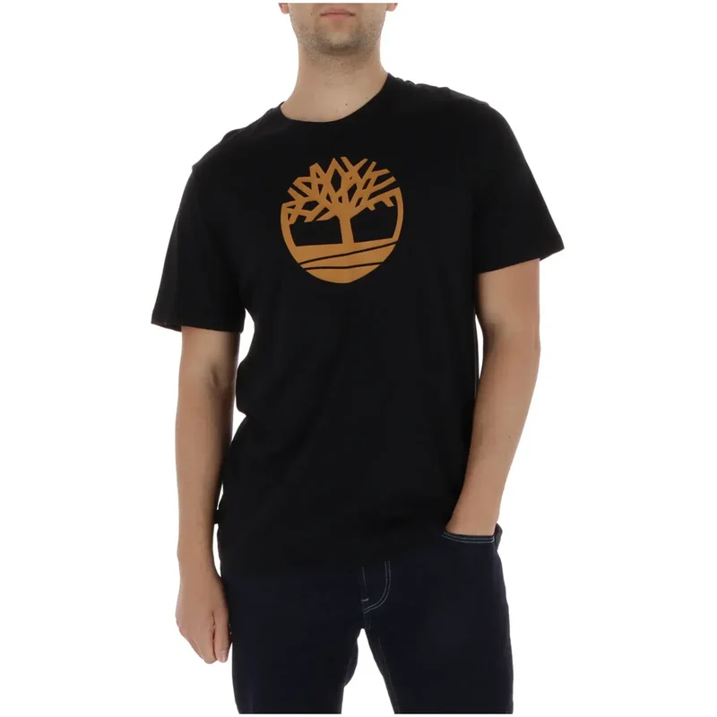 T-shirt pour Hommes Timberland Camel Coton Col Rond Imprimé TB0A2C2R
