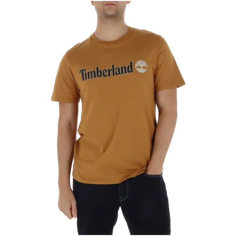 T-shirt en coton pour hommes Timberland Camel Col rond Manches courtes