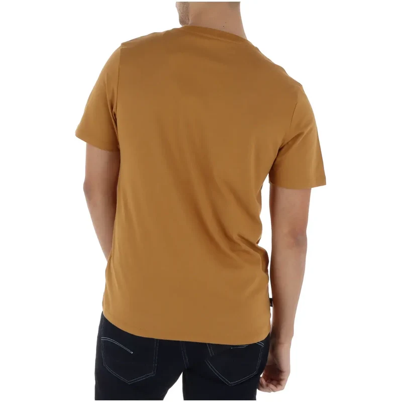 T-shirt en coton pour hommes Timberland Camel Col rond Manches courtes