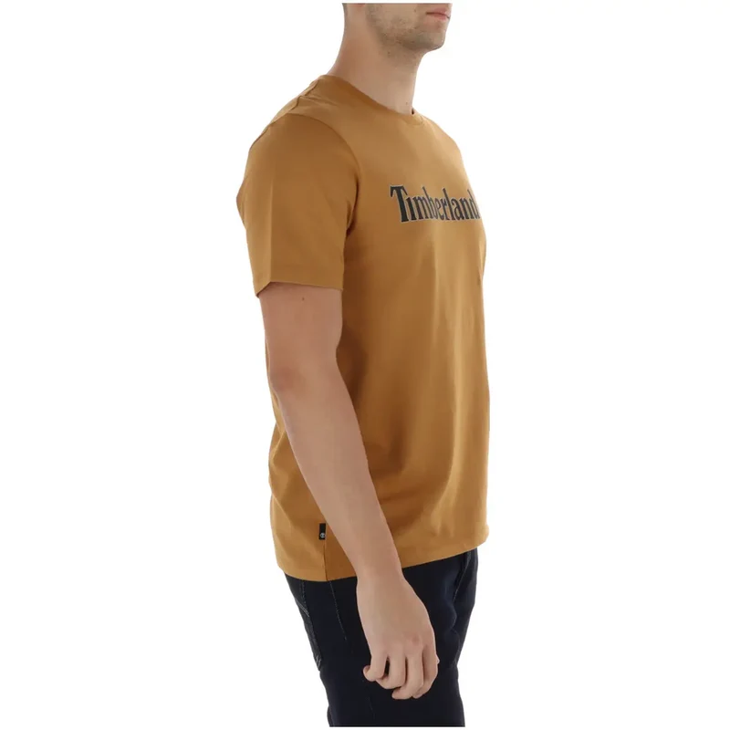 T-shirt en coton pour hommes Timberland Camel Col rond Manches courtes