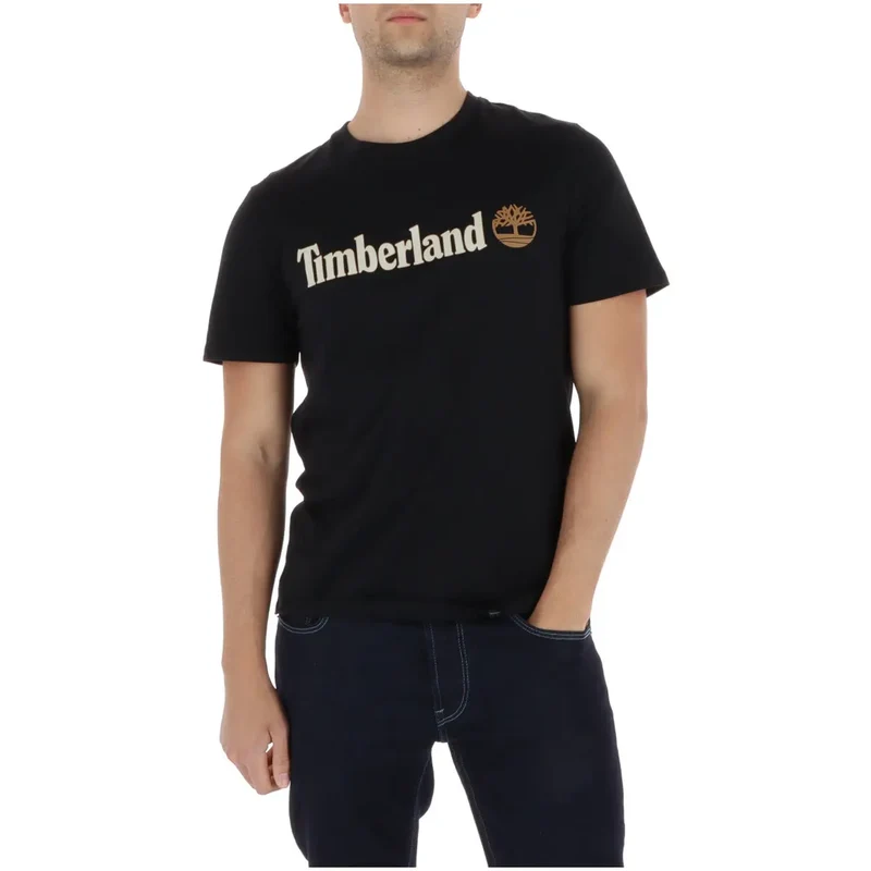 T-shirt en coton pour hommes Timberland Camel Col rond Manches courtes