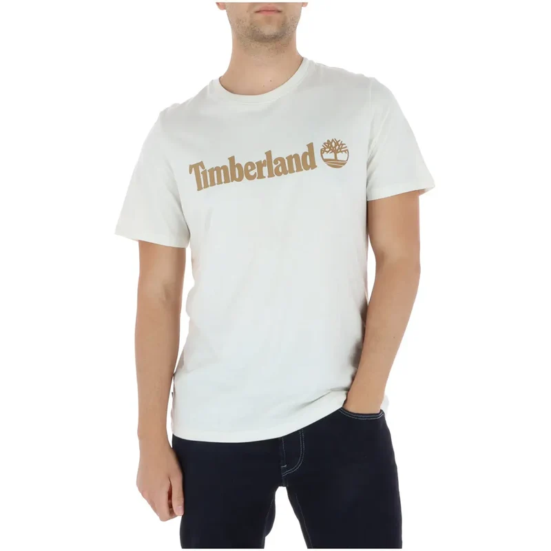 T-shirt en coton pour hommes Timberland Camel Col rond Manches courtes