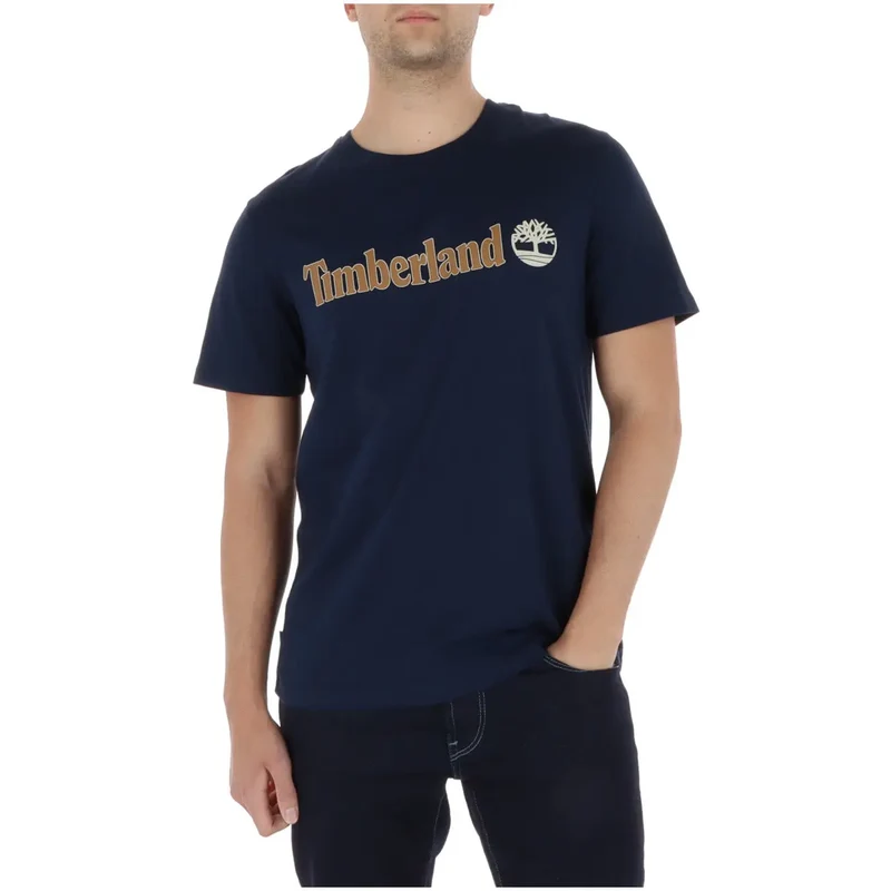 T-shirt en coton pour hommes Timberland Camel Col rond Manches courtes