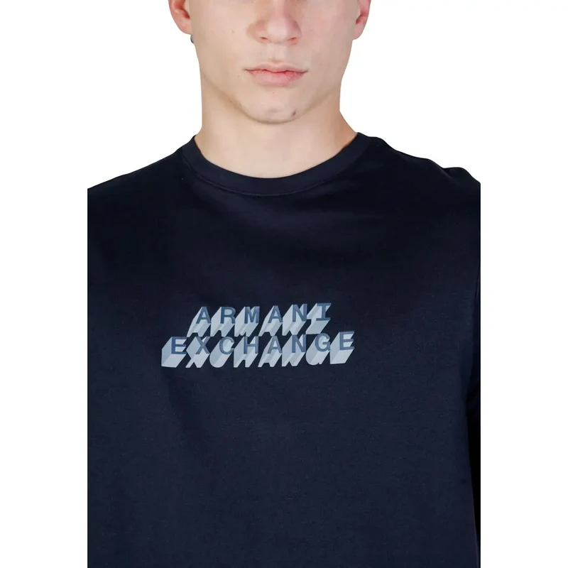 T-shirt pour Homme Armani Exchange Bleu Manches Courtes Coton