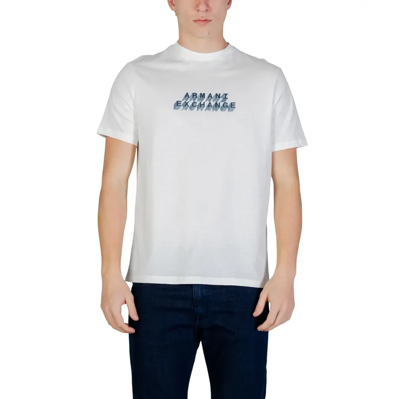 T-shirt pour Homme Armani Exchange Bleu Manches Courtes Coton