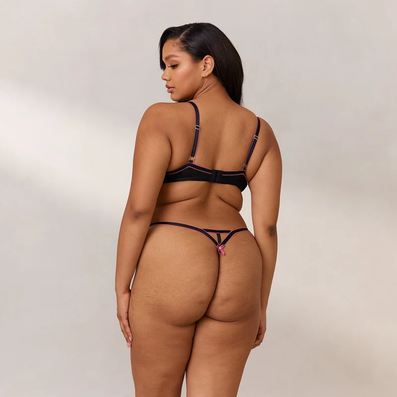 Bloom Embroidered Balcony Soutien-Gorge - Noir