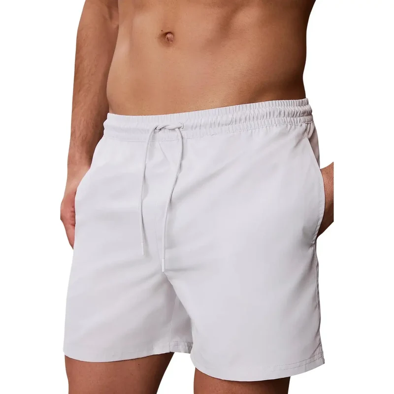 Maillots de bain pour hommes Calvin Klein Jeans, gris moyen, à cordon de serrage