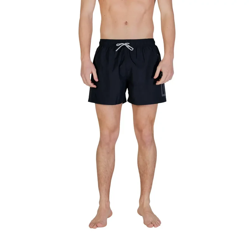 Tenue de bain pour hommes EA7 en polyester noir avec lacets, poches, 7M002001