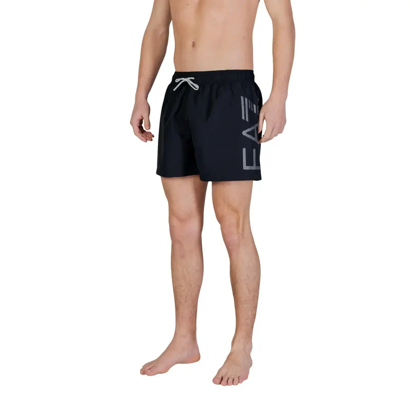 Tenue de bain pour hommes EA7 en polyester noir avec lacets, poches, 7M002001
