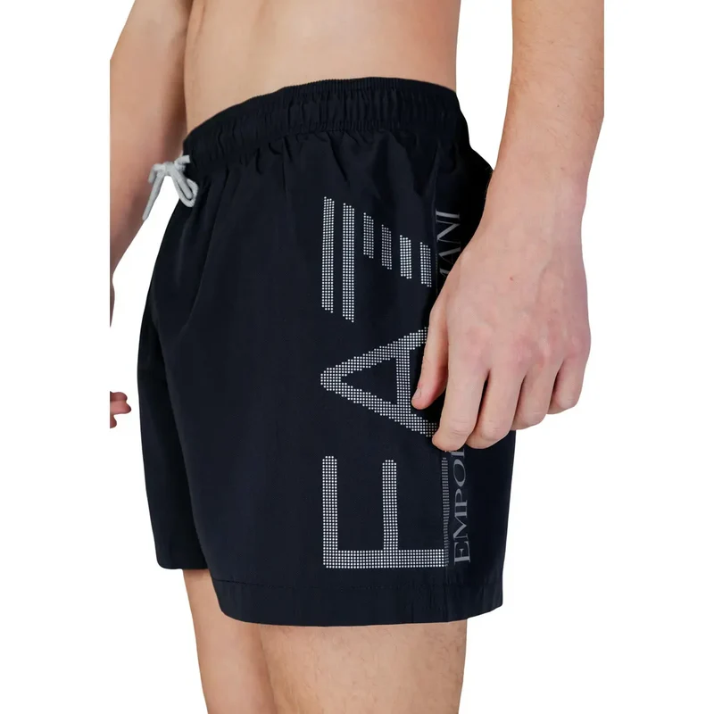 Tenue de bain pour hommes EA7 en polyester noir avec lacets, poches, 7M002001