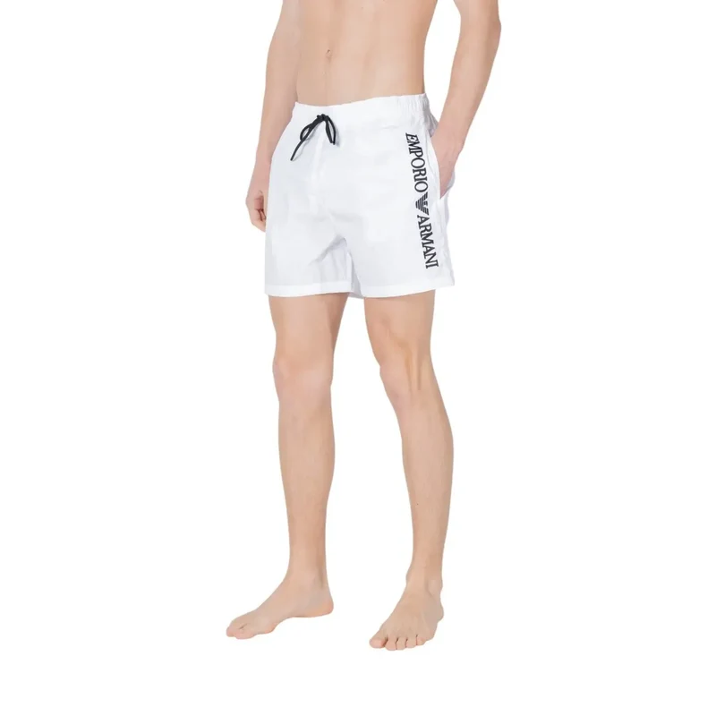 Shorts de bain pour homme Emporio Armani en polyamide blanc avec lacets