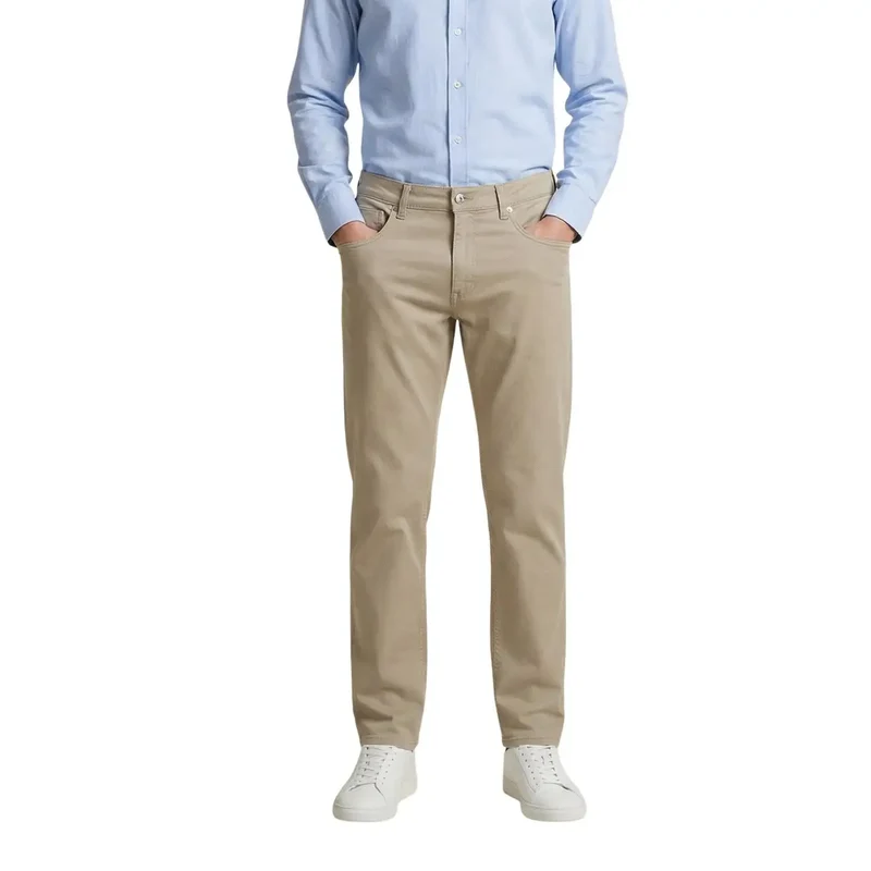 Pantalons Hommes Guess Beige Mélange de Coton Angels Coupe Slim