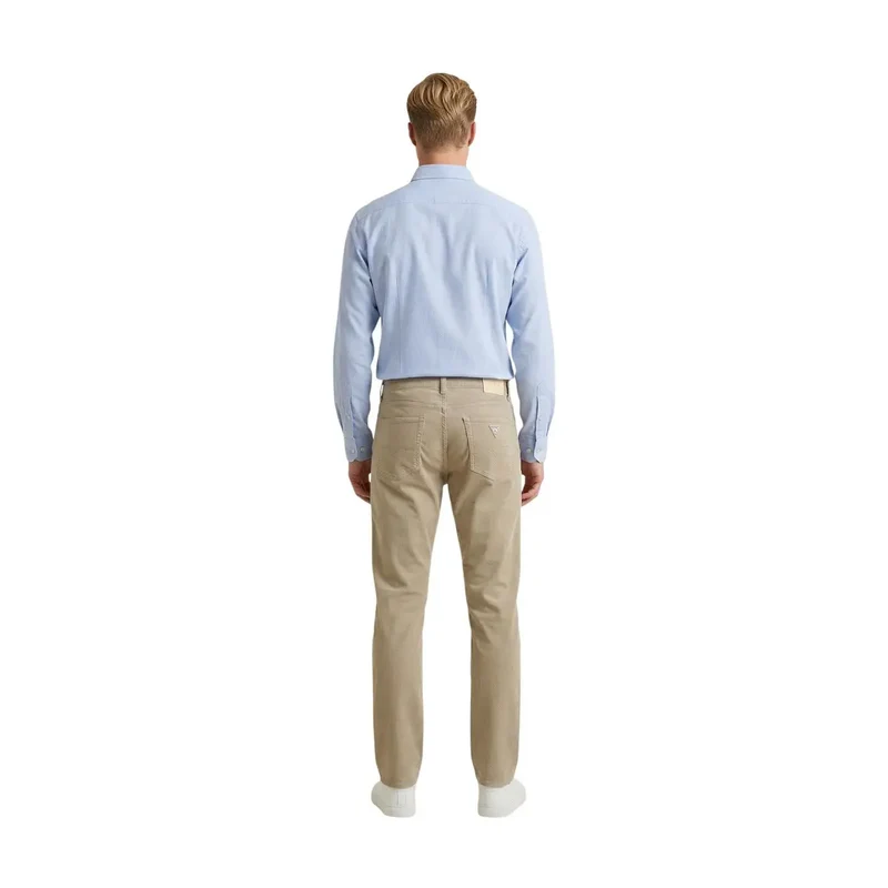 Pantalons Hommes Guess Beige Mélange de Coton Angels Coupe Slim