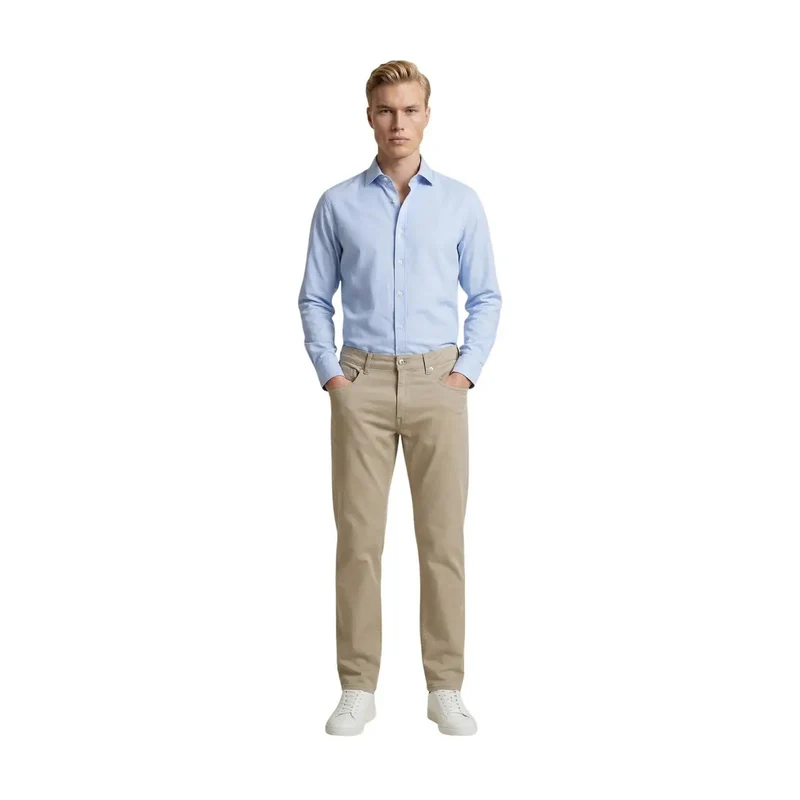 Pantalons Hommes Guess Beige Mélange de Coton Angels Coupe Slim