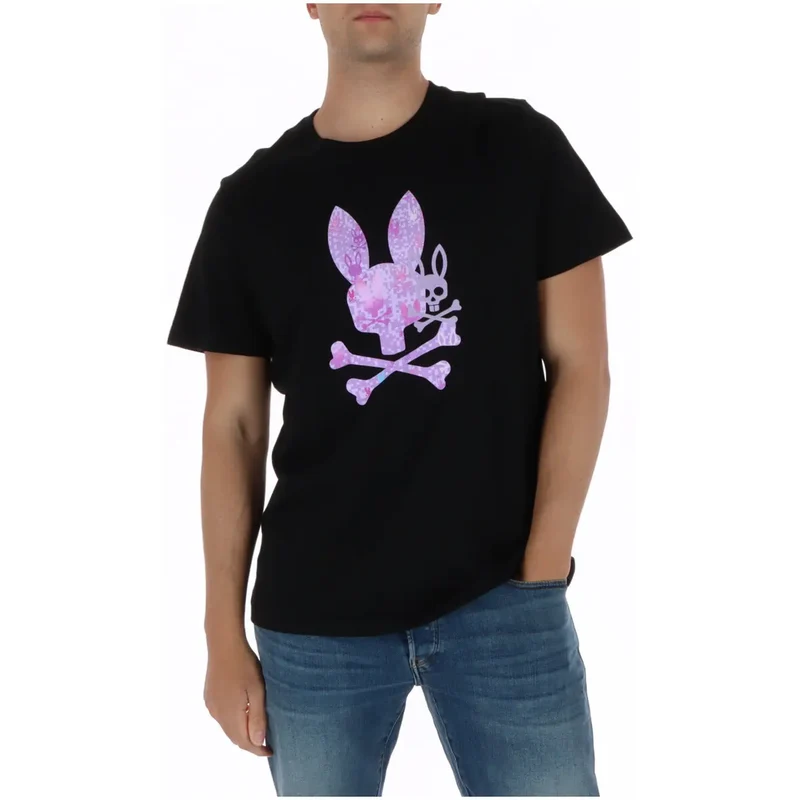 T-shirt pour hommes Psycho Bunny Coton noir Col rond MT0200249
