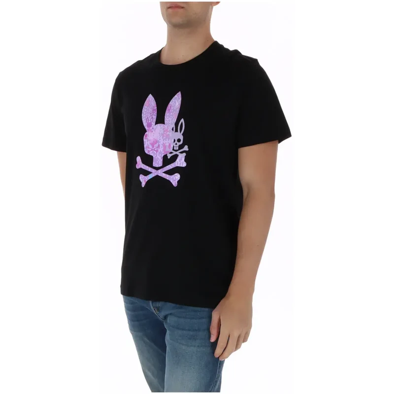 T-shirt pour hommes Psycho Bunny Coton noir Col rond MT0200249