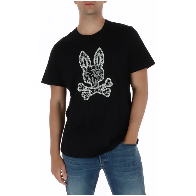 T-shirt pour Hommes Psycho Bunny Coton Noir Col Rond MT0200214