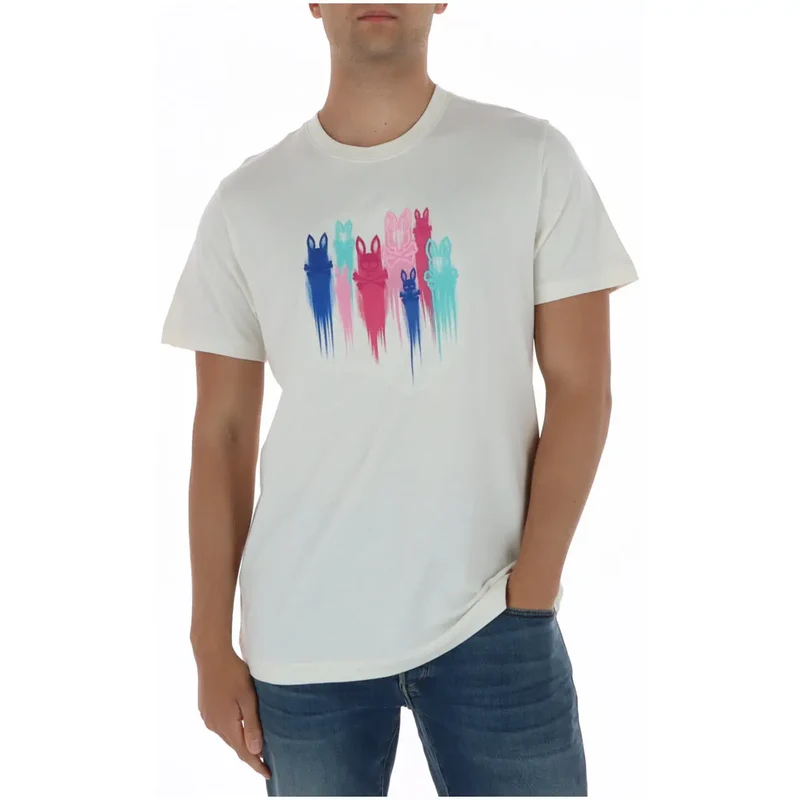 T-shirt pour Hommes Psycho Bunny Blanc Col Rond Coton MT0200228