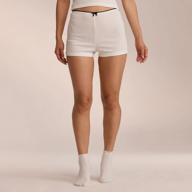 Short de Pyjama Pointelle - Blanc