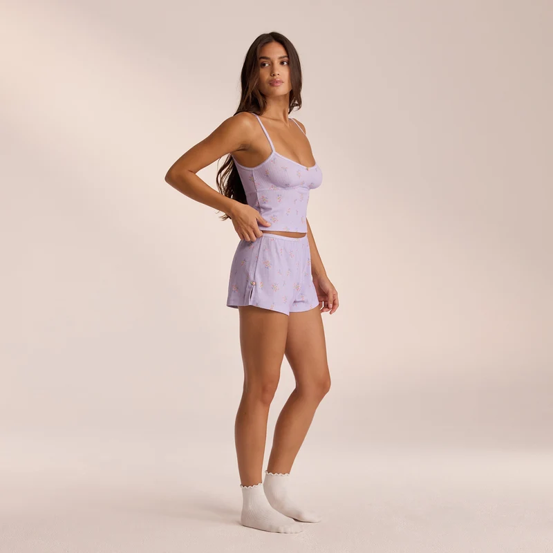 Short de Pyjama Pointelle - Lilas Floral