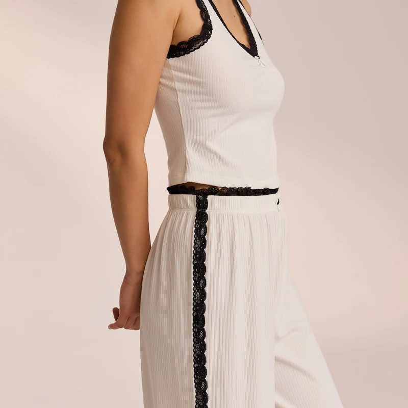 Pantalon de Pyjama en Dentelle - Blanc